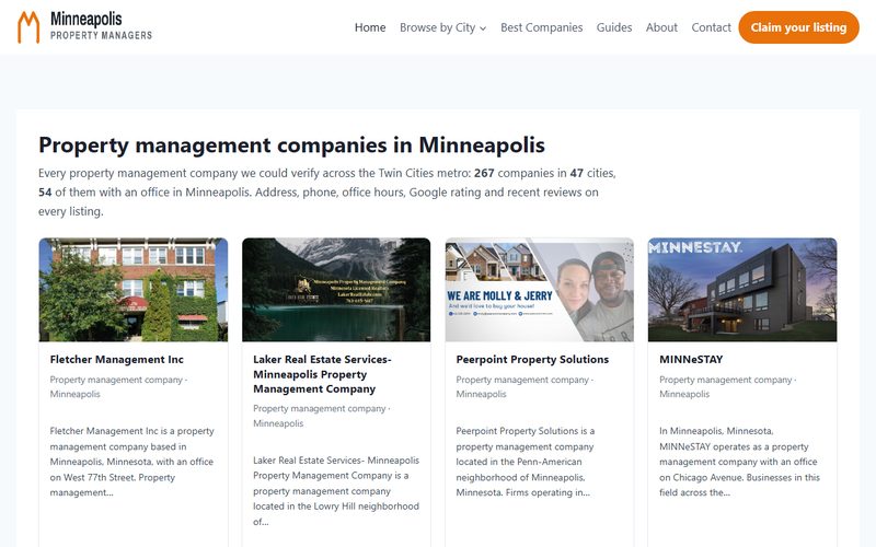 MinneapolisPropertyManagers.org directory homepage
